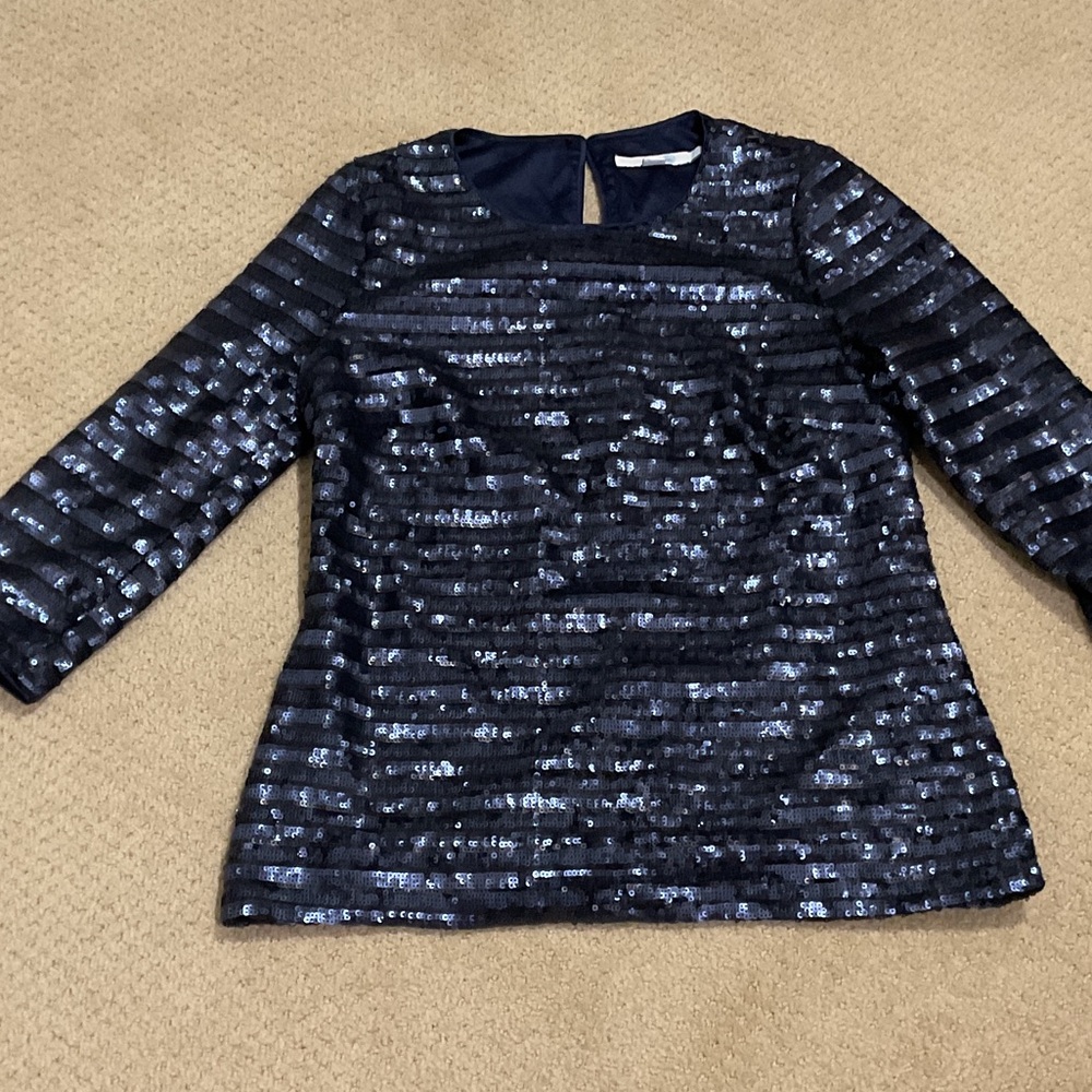 Boden Navy Sequin Top